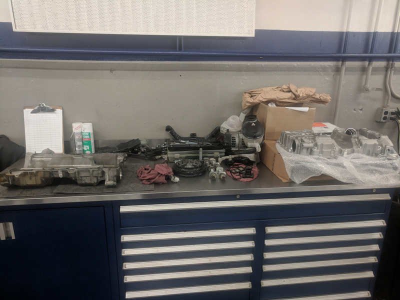 Old pan on the left, new on the right, various other things